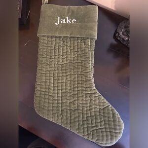 Pottery Barn Olive Quilted Stocking